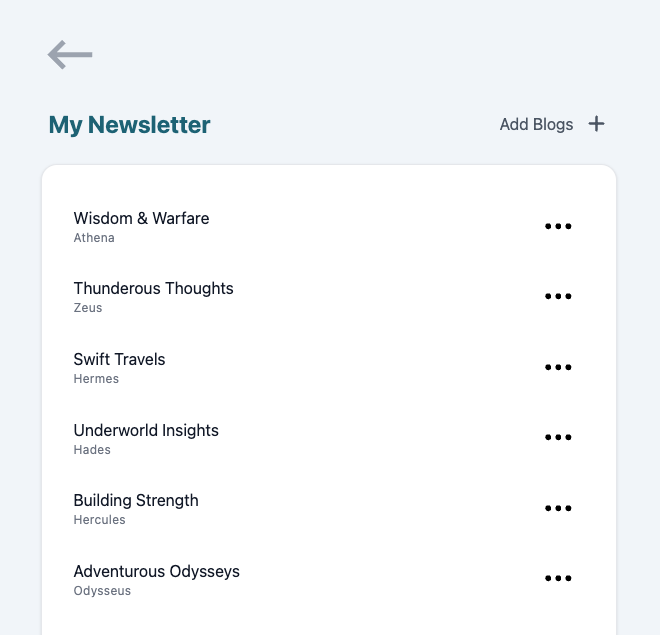 build a newsletter by selecting your favourite blogs